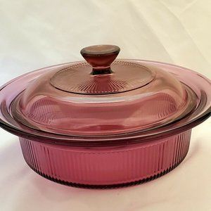 Corning Ware Pyrex Cranberrry Vision Casserol Dish